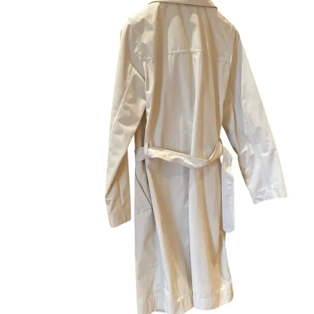Lacoste Womens Trench Coat 8 10 M EU 42 Tan Khaki Belted Quiet Luxury Old Money